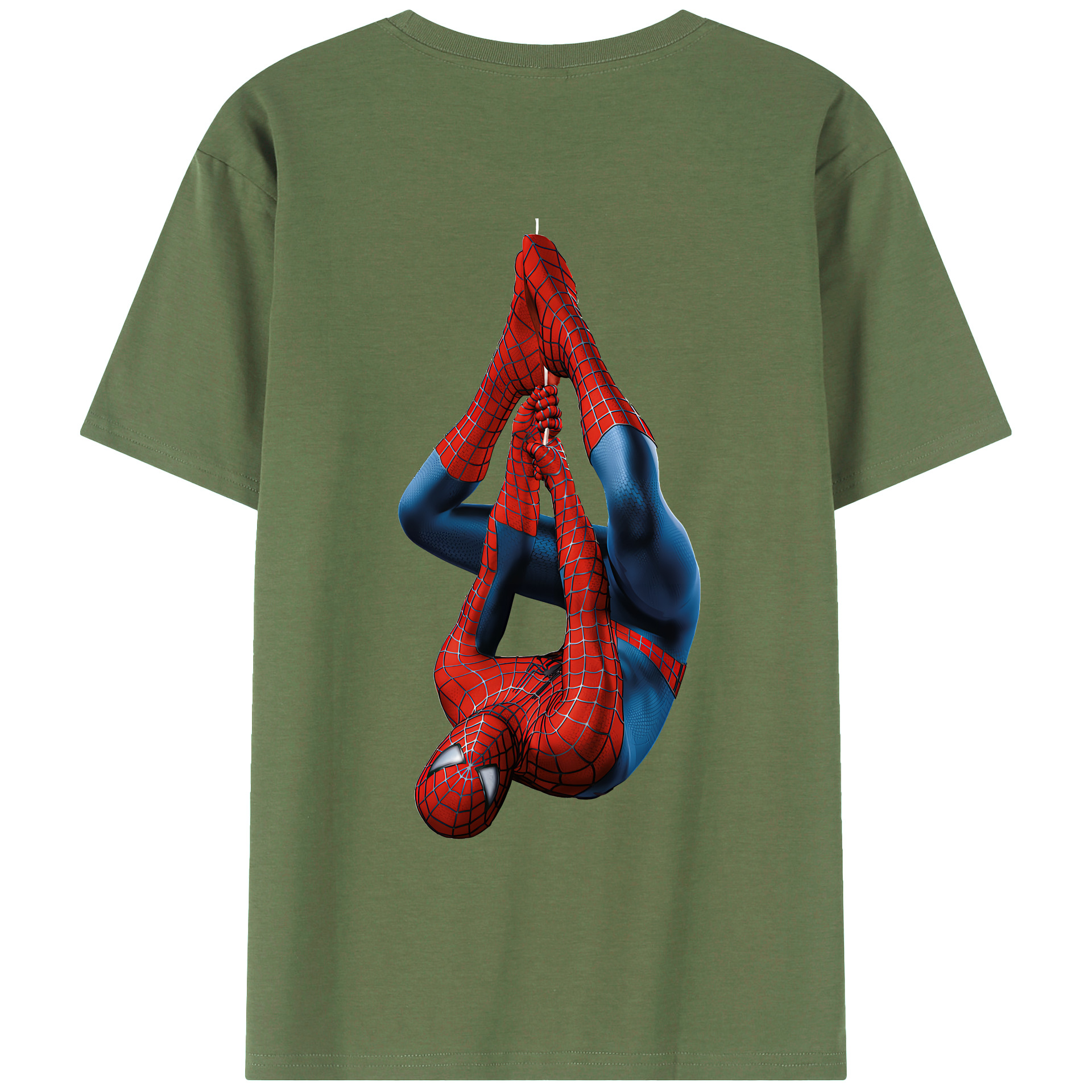 （画像用） Spider Man スパイダーマン 綿100％ メンズ半袖Tシャツ（バックプリント） 通気性